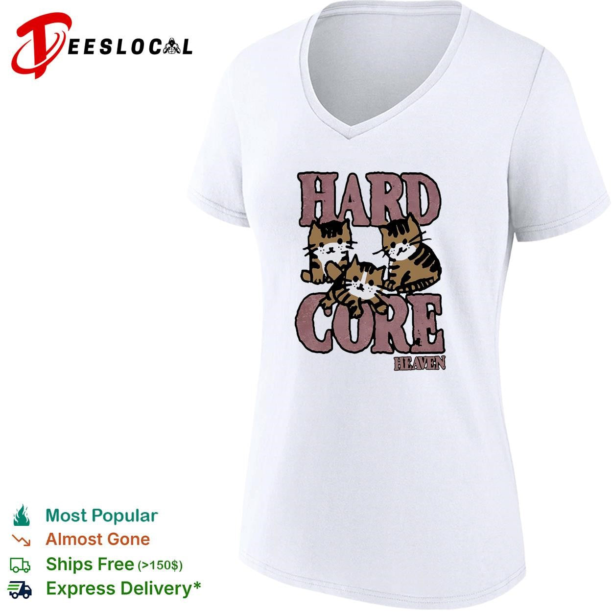 Hard core heaven three kittens cute vintage distressed art shirt