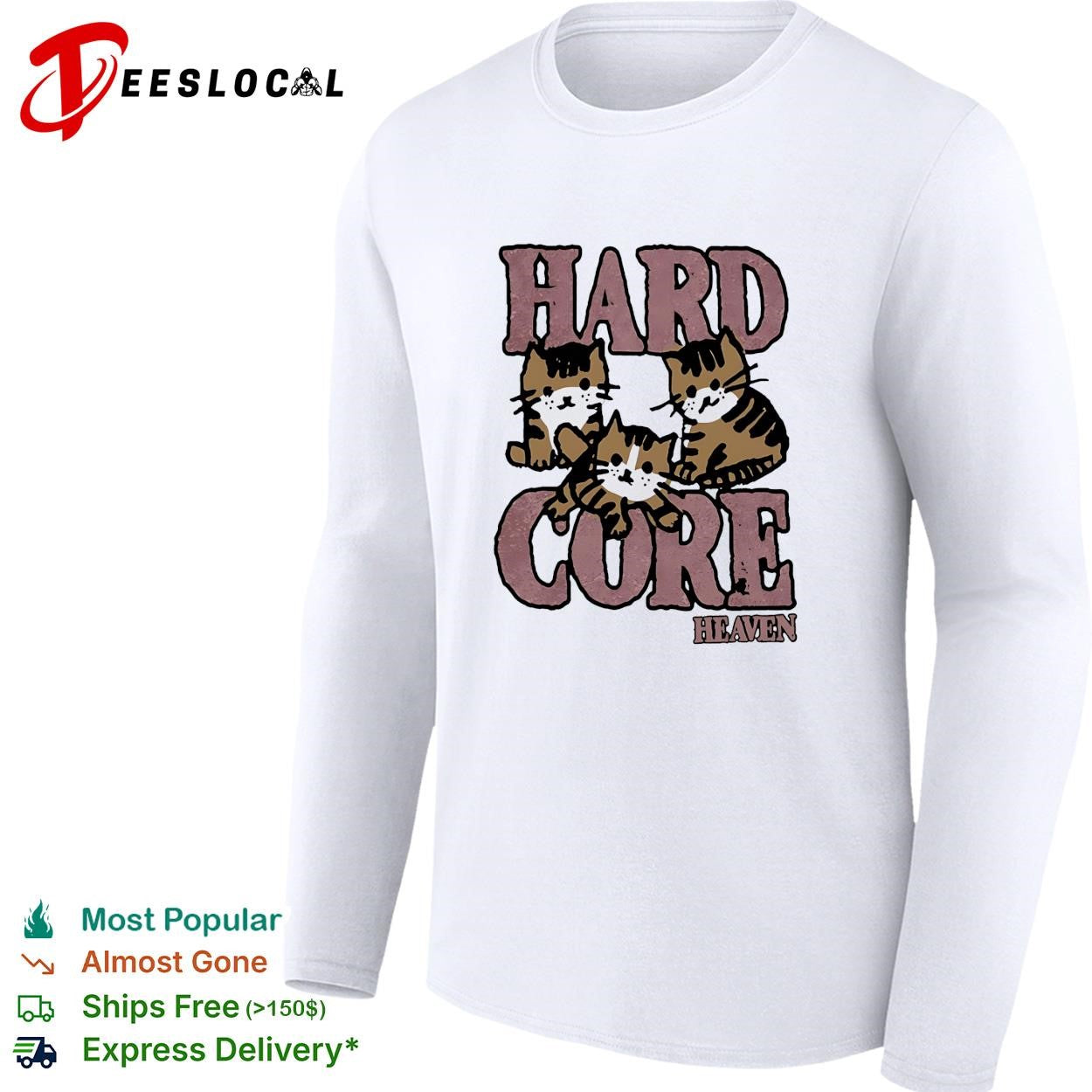 Hard core heaven three kittens cute vintage distressed art shirt