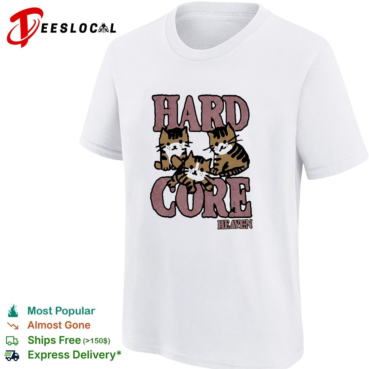Hard core heaven three kittens cute vintage distressed art shirt