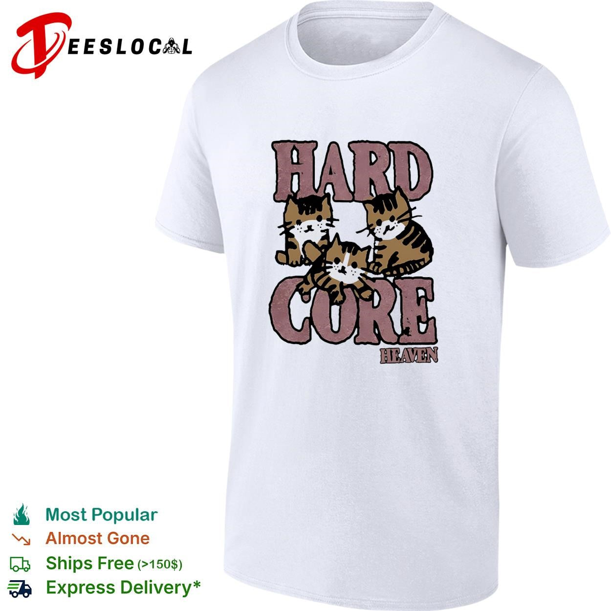 Hard core heaven three kittens cute vintage distressed art shirt