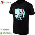 Hatsune Miku anime character under moon illustration shirt