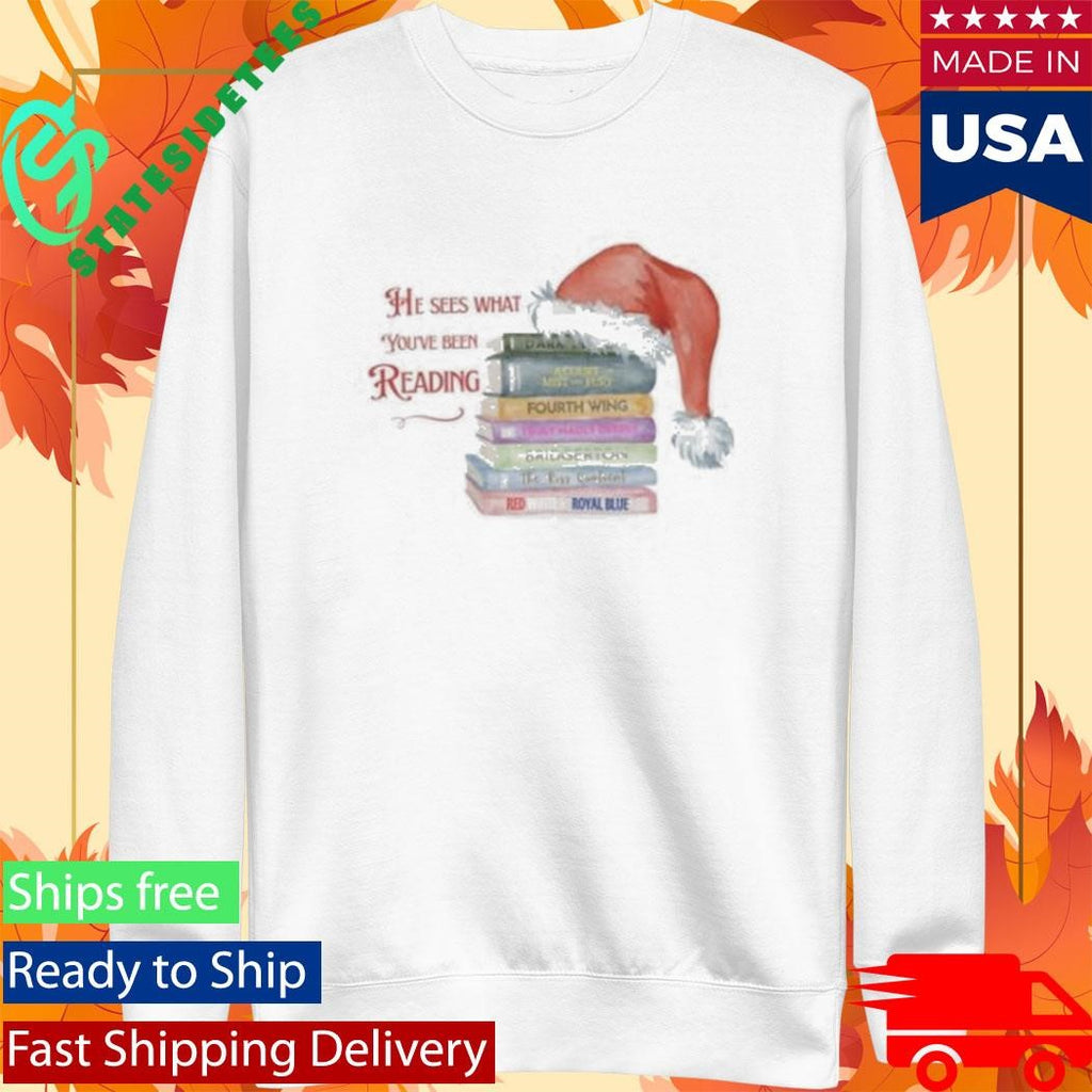 He Sees What You’ve Been Reading Spicy Santa Silent Book Shirt