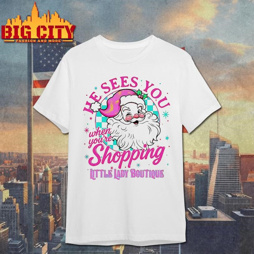 He Sees You When You’re Shopping Santa Claus Retro Christmas shirt
