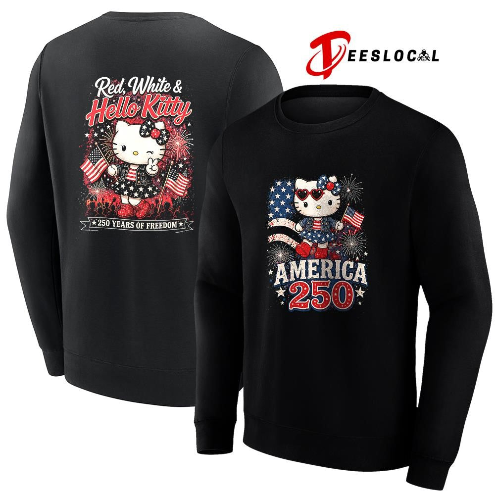 Hello Kitty red white and 250 years of freedom graphic shirt