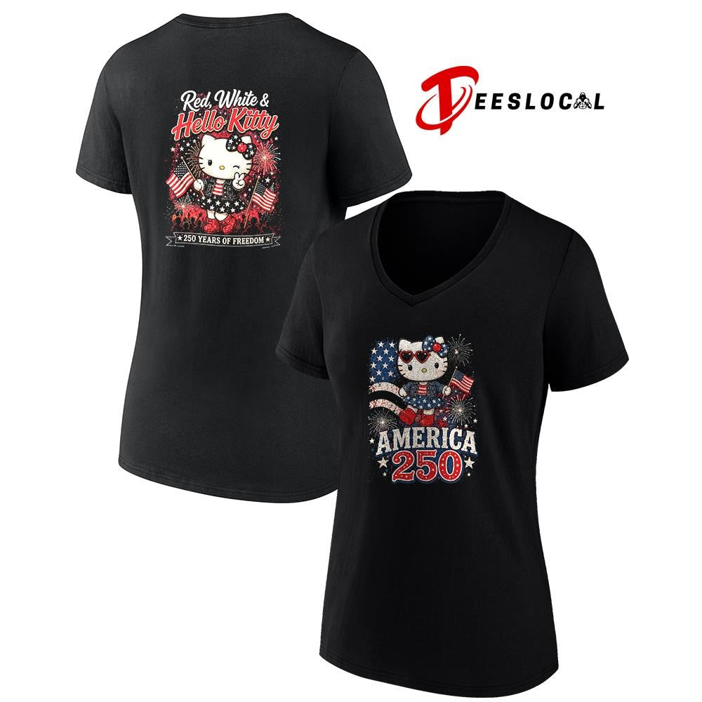 Hello Kitty red white and 250 years of freedom graphic shirt