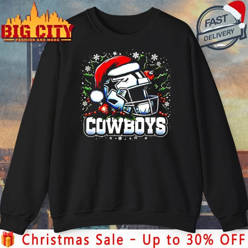 Helmet Santa Hat Dallas Cowboys Christmas shirt