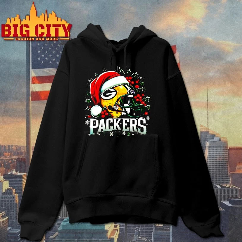 Helmet Santa Hat Green Bay Packers Christmas shirt
