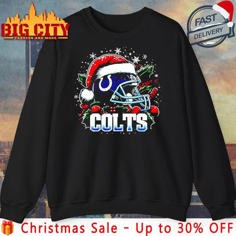 Helmet Santa Hat Indianapolis Colts Christmas shirt