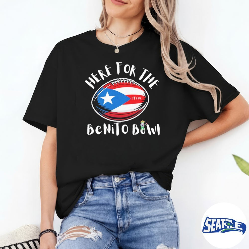 Here For The Benito Bowl Puerto Rico Flag Football Pride Boricua Game Day shirt