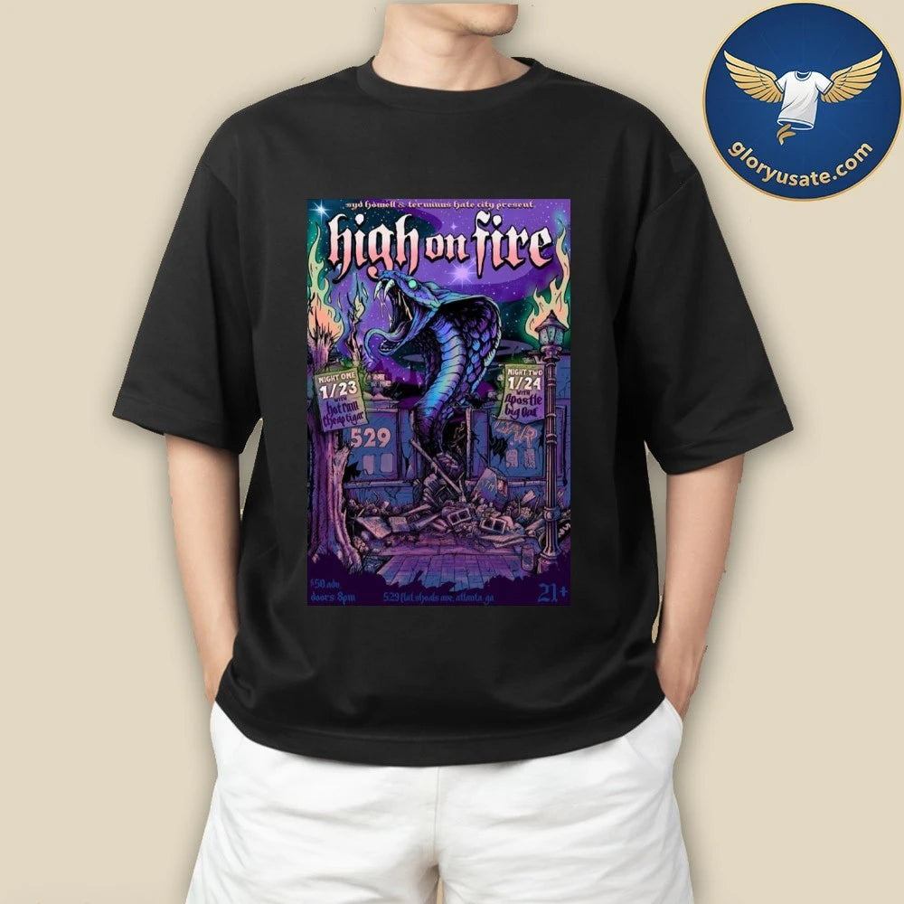 High On Fire Atlanta, GA February 23-24 2026 Tour Poster Shirt