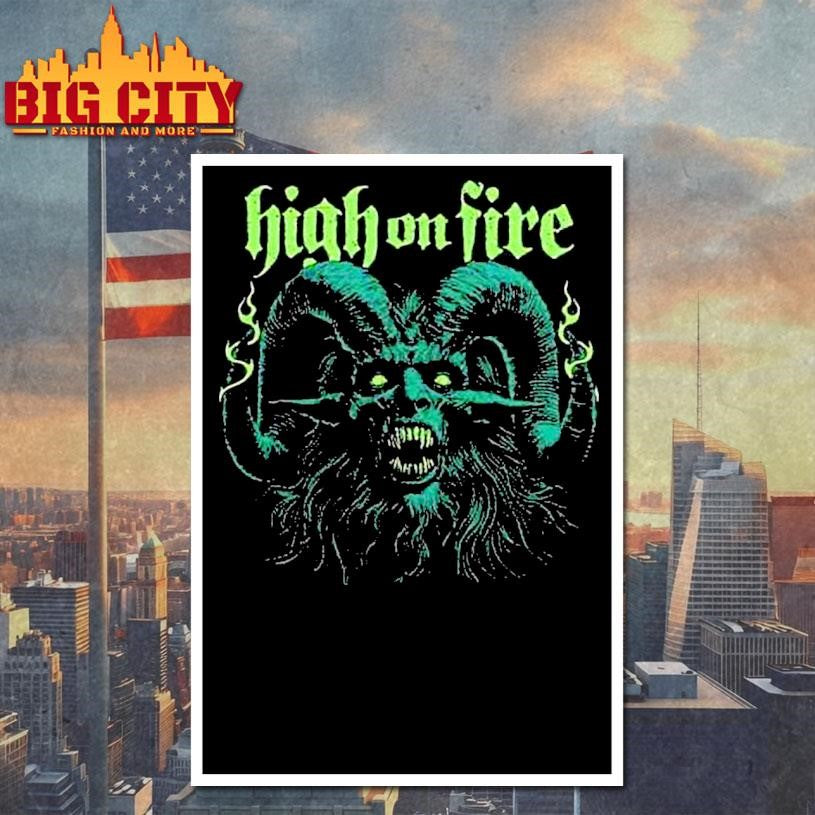 High On Fire Devil Head Green Shirt
