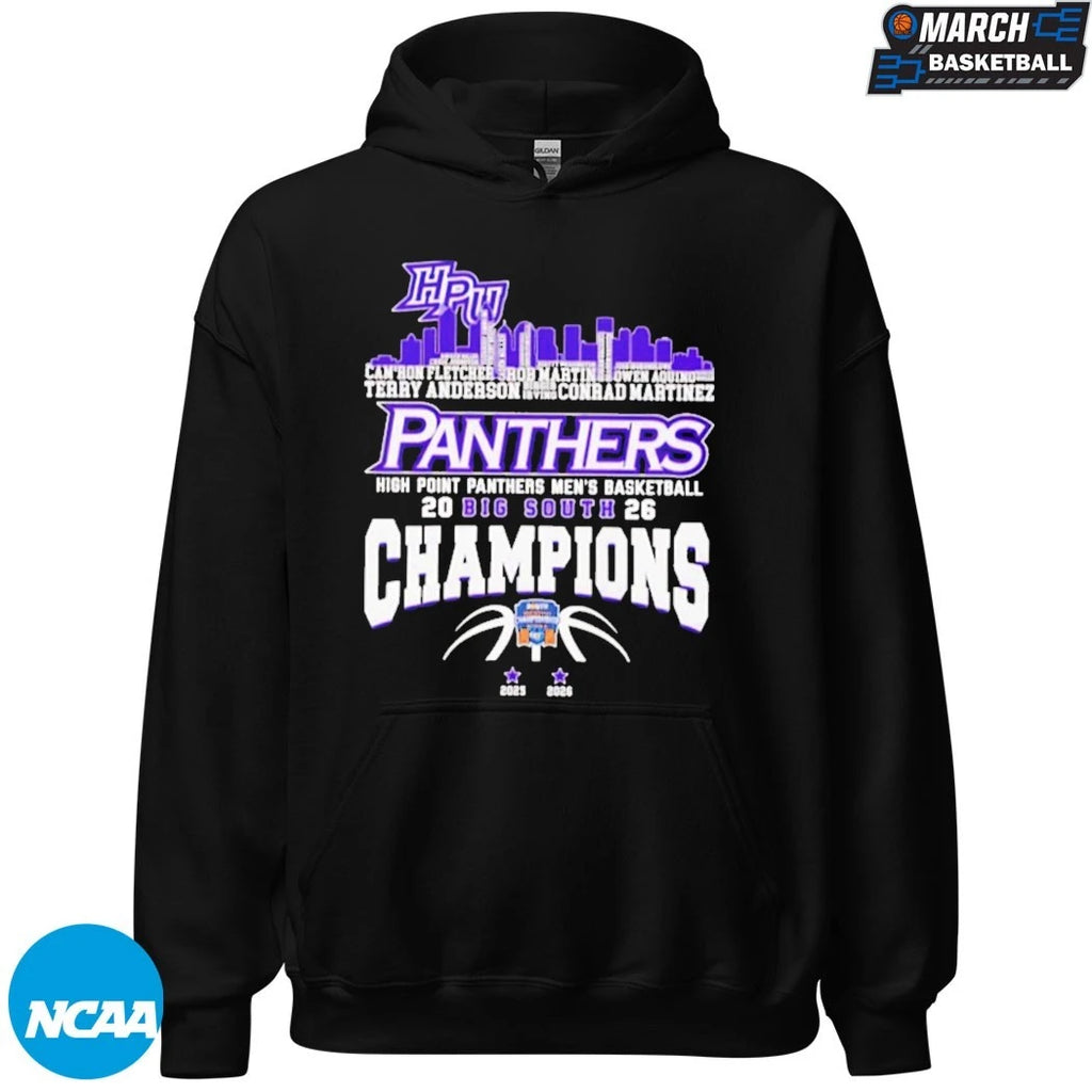 High Point Panthers Champions 2026 Big South Men’s Basketball T-Shirts