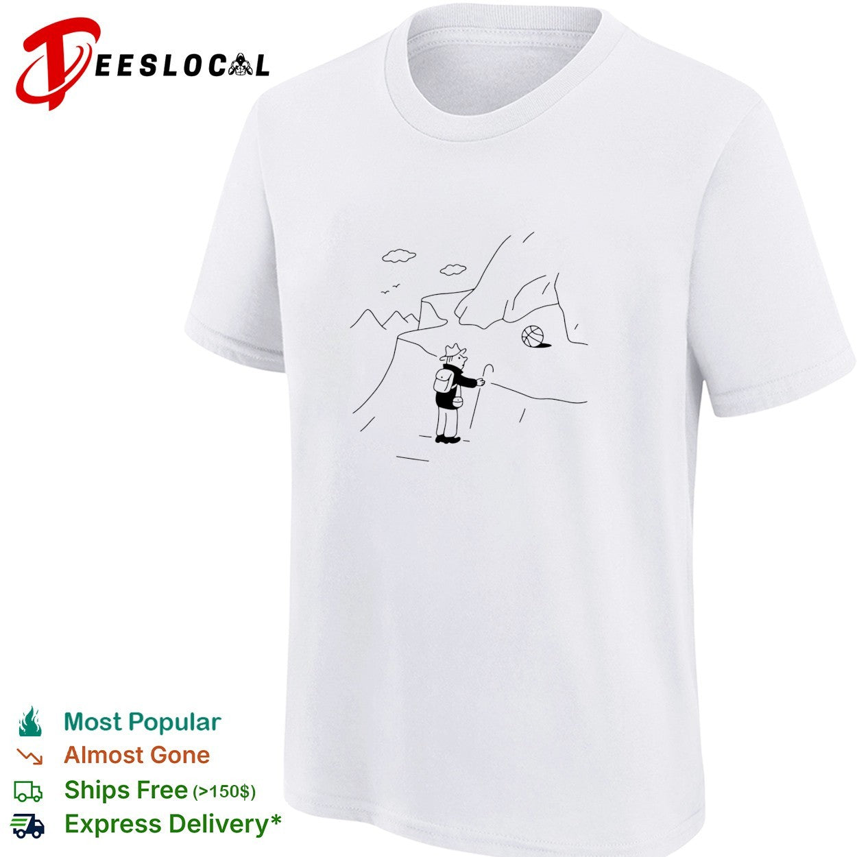 Hiker finding a basketball in the mountains shirt