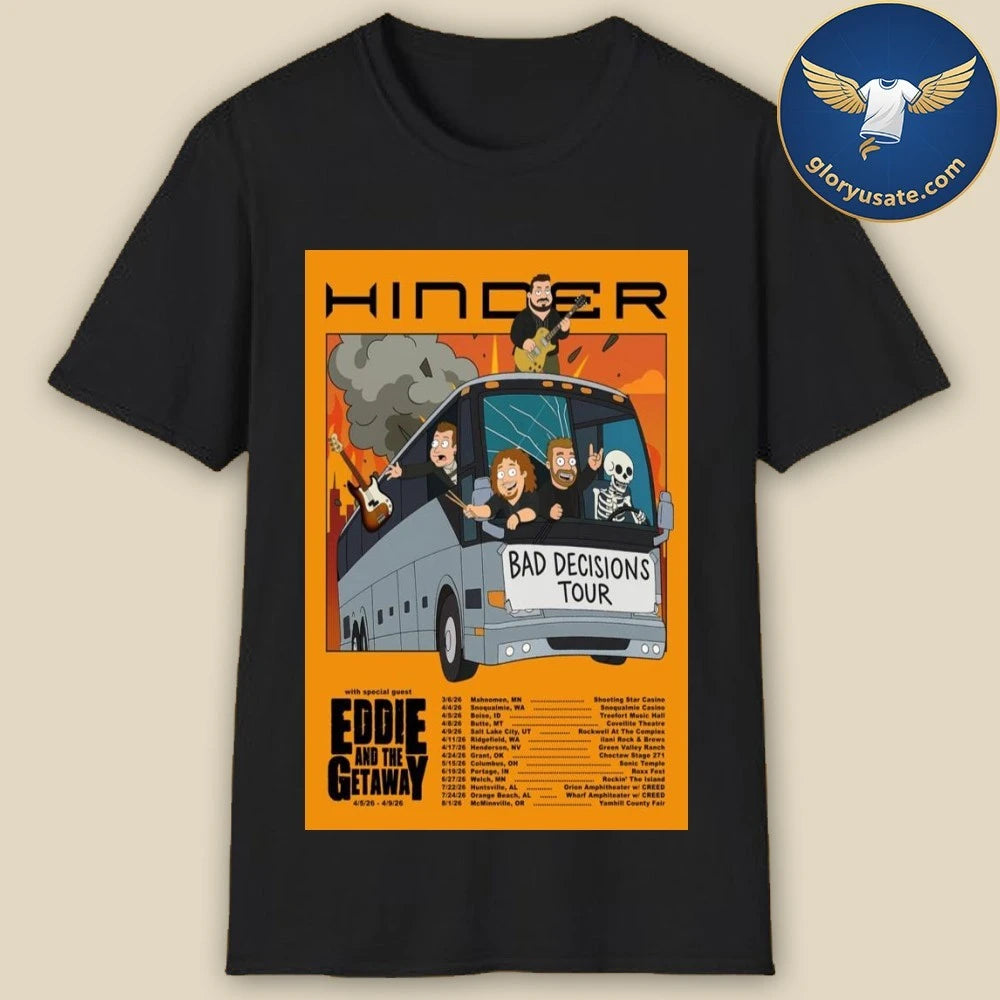 Hinder Bad Decisions Tour 2026 Poster Shirt