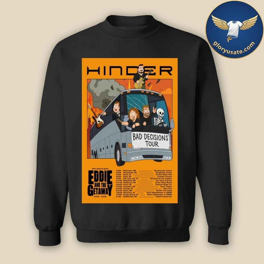 Hinder Bad Decisions Tour 2026 Poster Shirt
