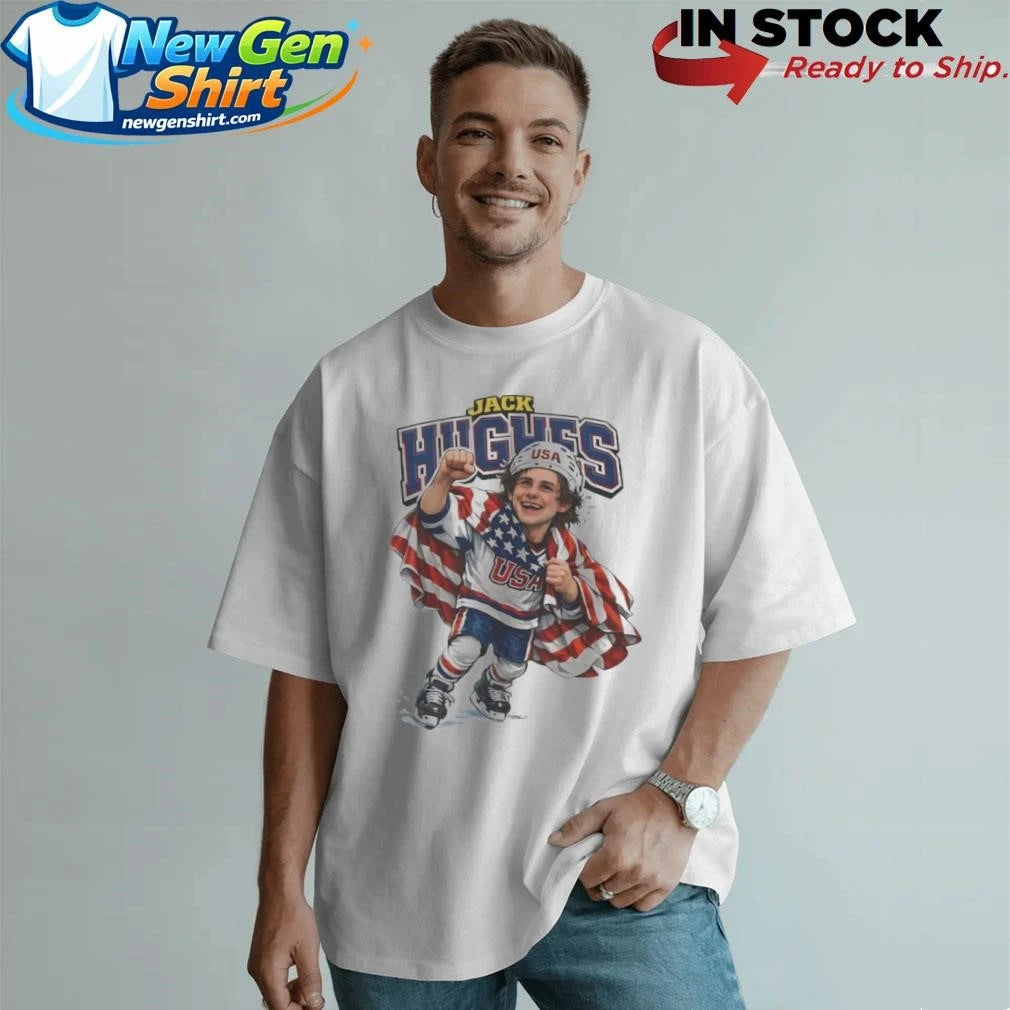 Hockey Jack Hughes Caricature Shirt