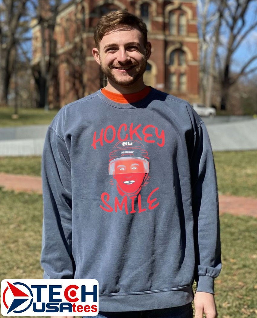 Hockey smile Jack Hughes Team USA shirt