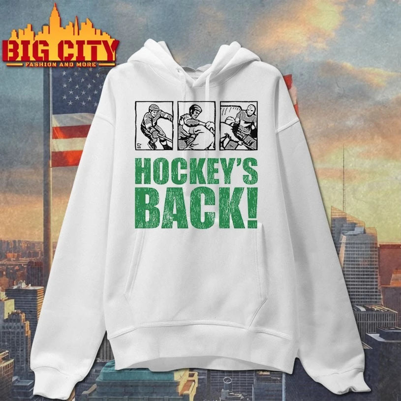 Hockey’s back comic book shirt