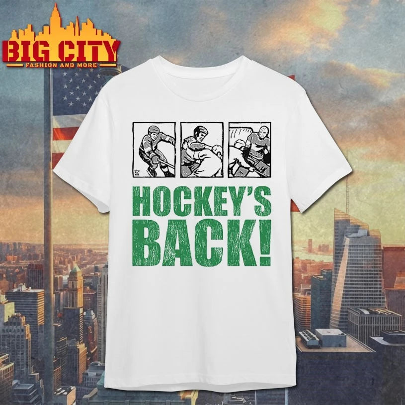 Hockey’s back comic book shirt