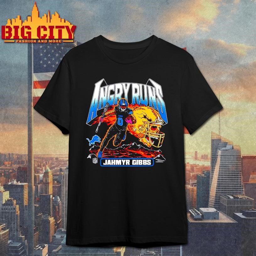 Homage Jahmyr Gibbs Detroit Lions Angry Runs Tri-Blend 2025 New Shirt