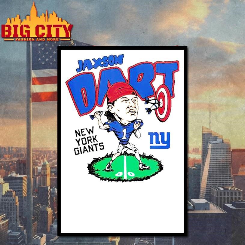 Homage Jaxson Dart Ash New York Giants Caricature Shirt
