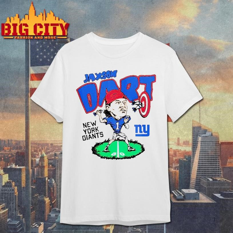 Homage Jaxson Dart Ash New York Giants Caricature Shirt