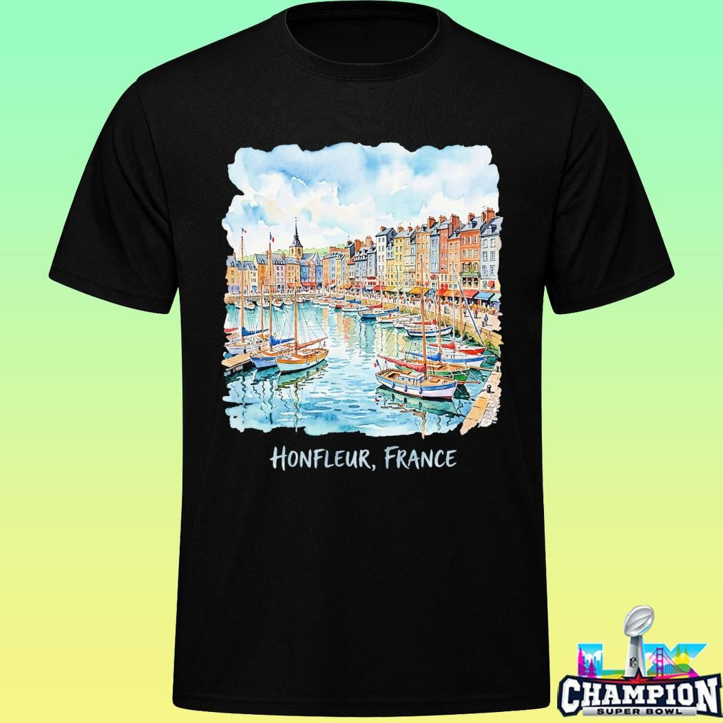 Honfleur France Harbor Watercolor Shirt