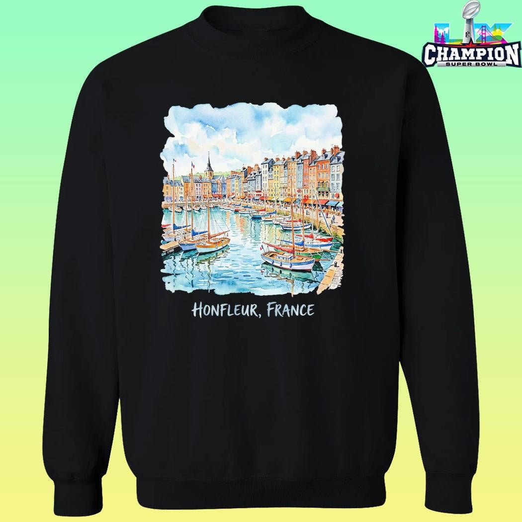 Honfleur France Harbor Watercolor Shirt