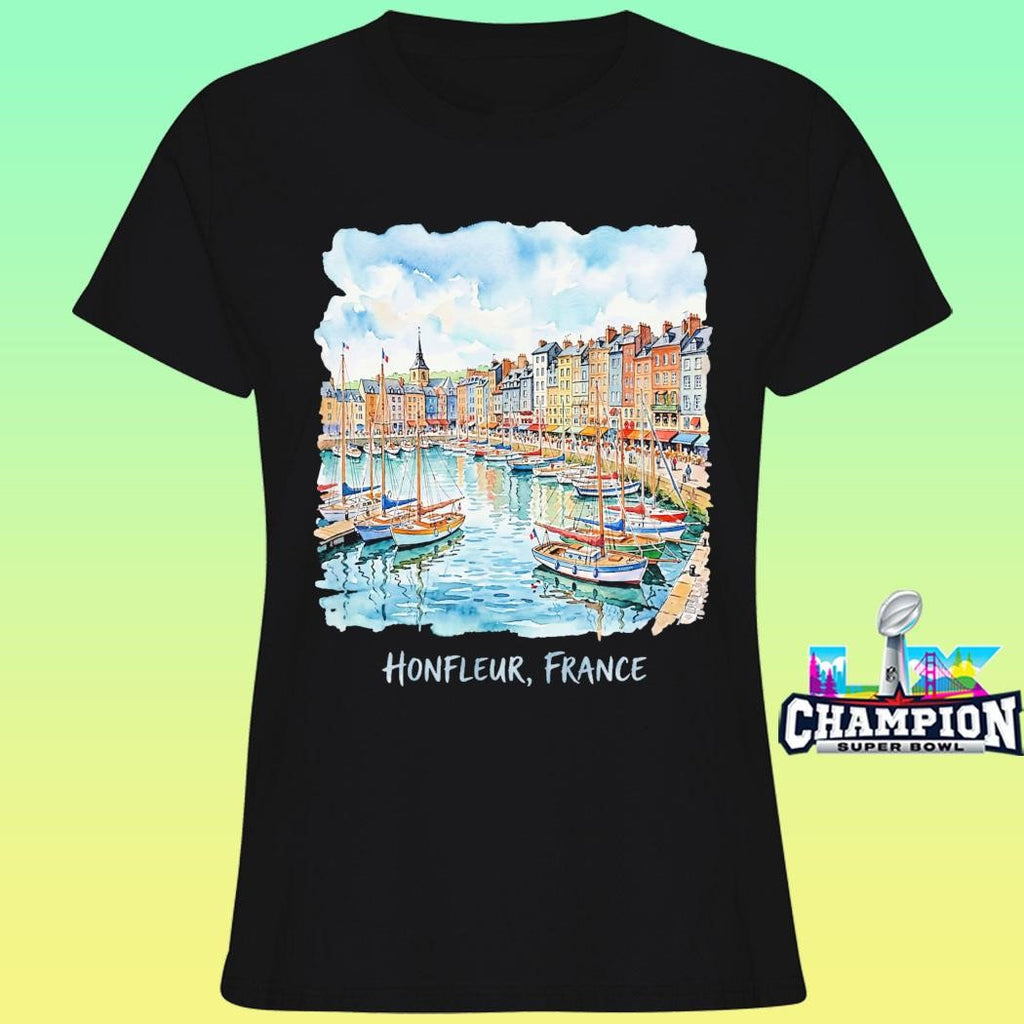 Honfleur France Harbor Watercolor Shirt
