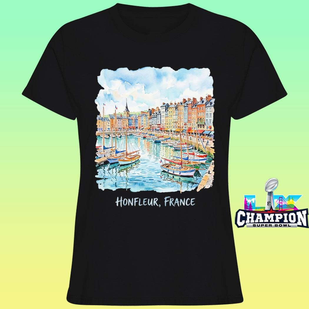 Honfleur France Harbor Watercolor Shirt