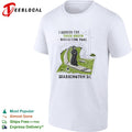 Hooded figure surfing toxic green reflecting pool Washington DC shirt