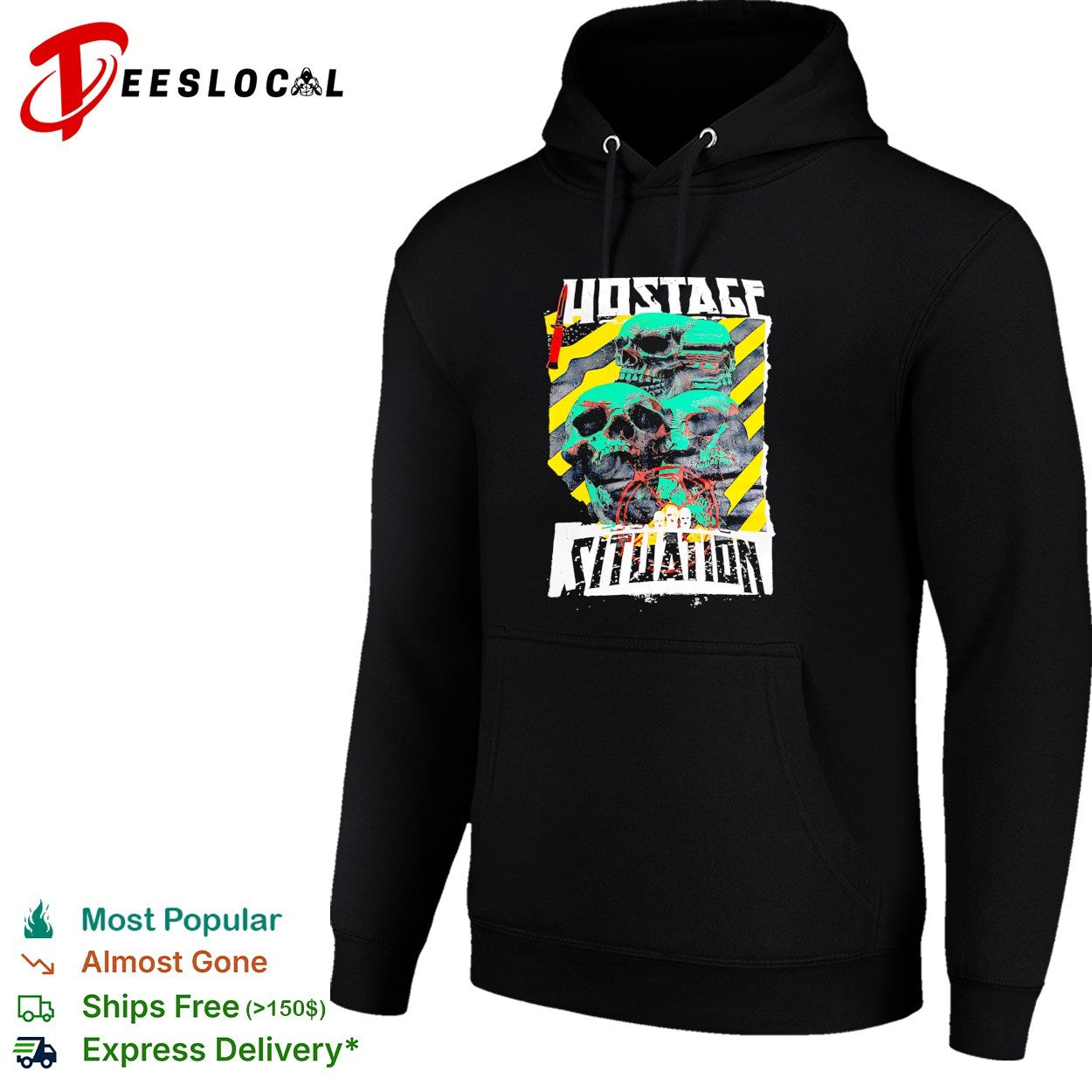 Hostage Situation skull and caution tape aesthetic shirt