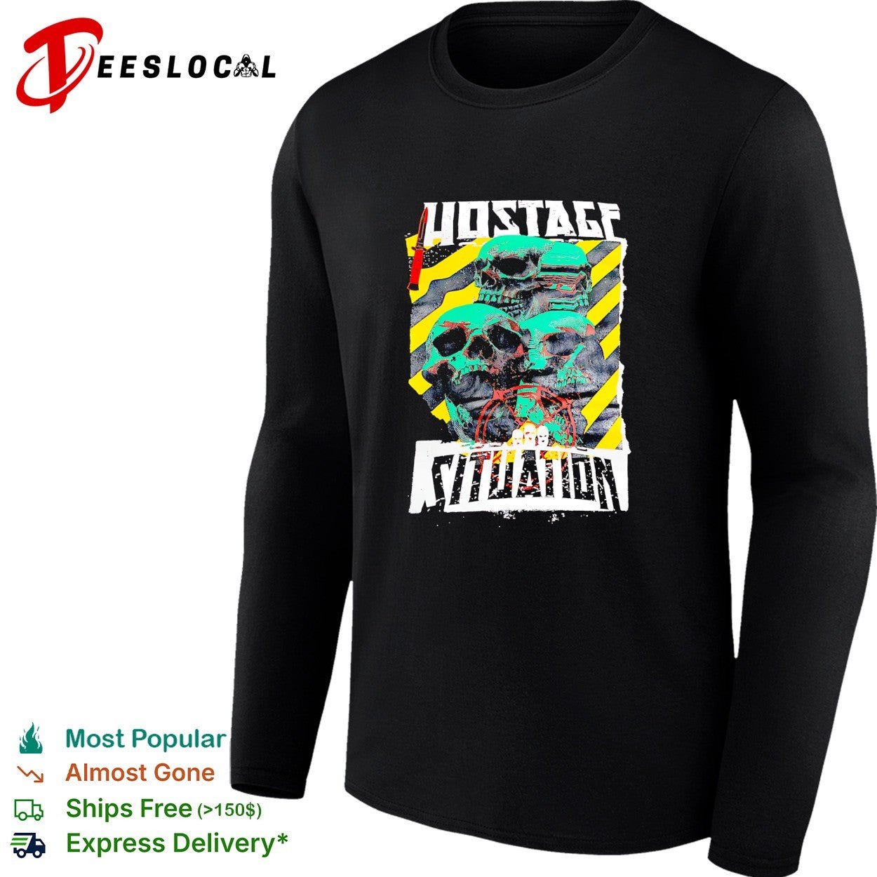 Hostage Situation skull and caution tape aesthetic shirt