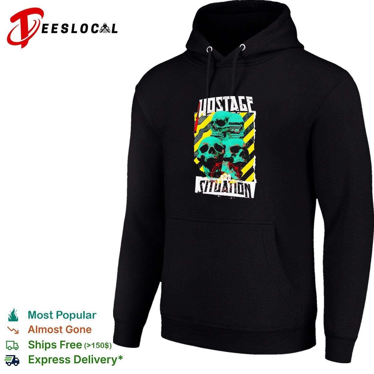 Hostage situation skulls warning tape shirt