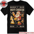 Hot Cheese Xmas Santa Claus is pouring melted cheese over the snowman and reindeer Ugly Sweater Shirt
