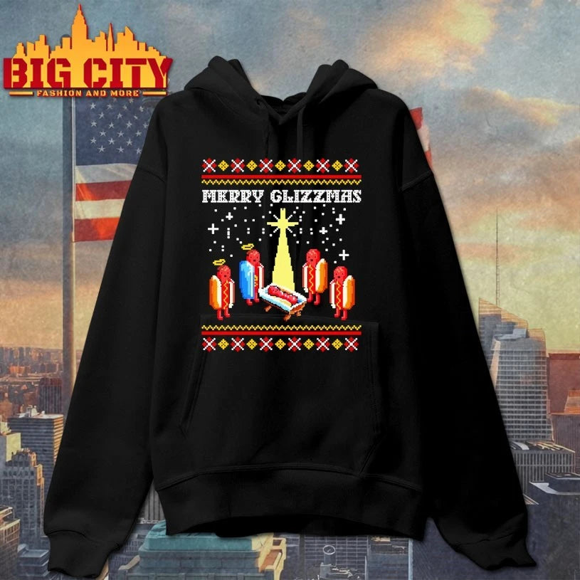 Hot Dog Holiday Jumper Merry Glizzmas ugly christmas shirt