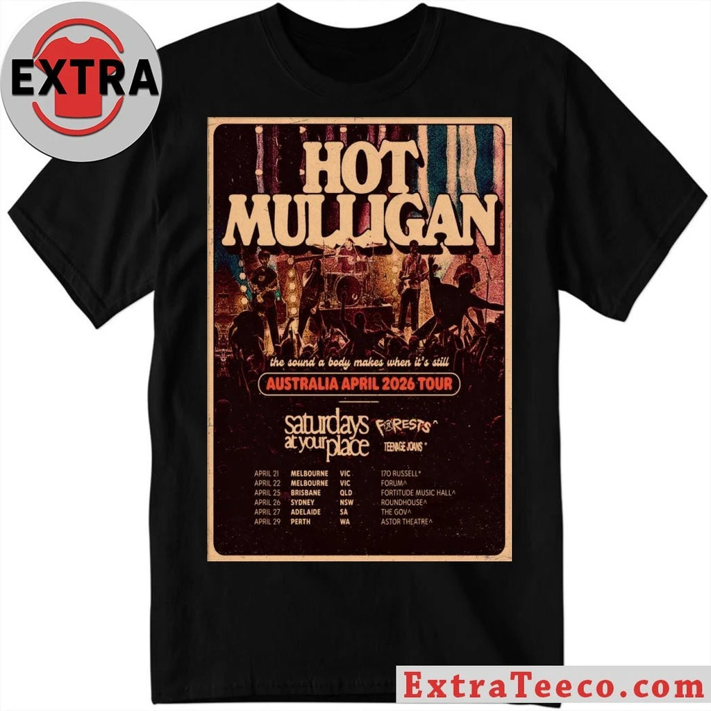 Hot Mulligan Australia April 2026 Tour Poster T-Shirt