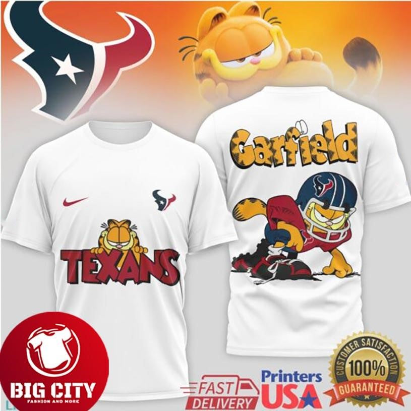 Houston Texans Garfield Football Character Fan Two Sided Shirt