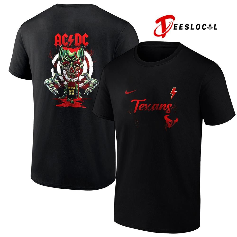 Houston Texans x AC DC Pwr Up tour skull shirt