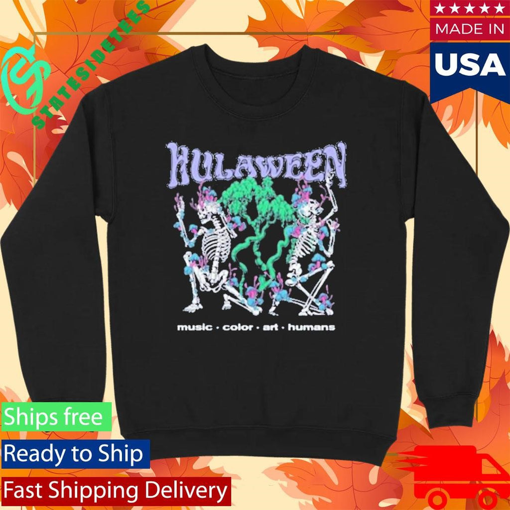 Hulaween Music Color Art Humans Skeleton Crawl Shirt