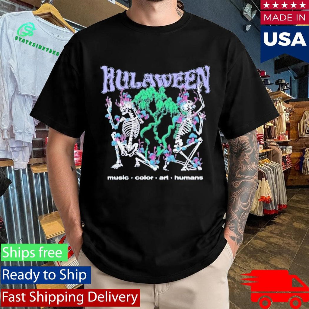 Hulaween Music Color Art Humans Skeleton Crawl Shirt
