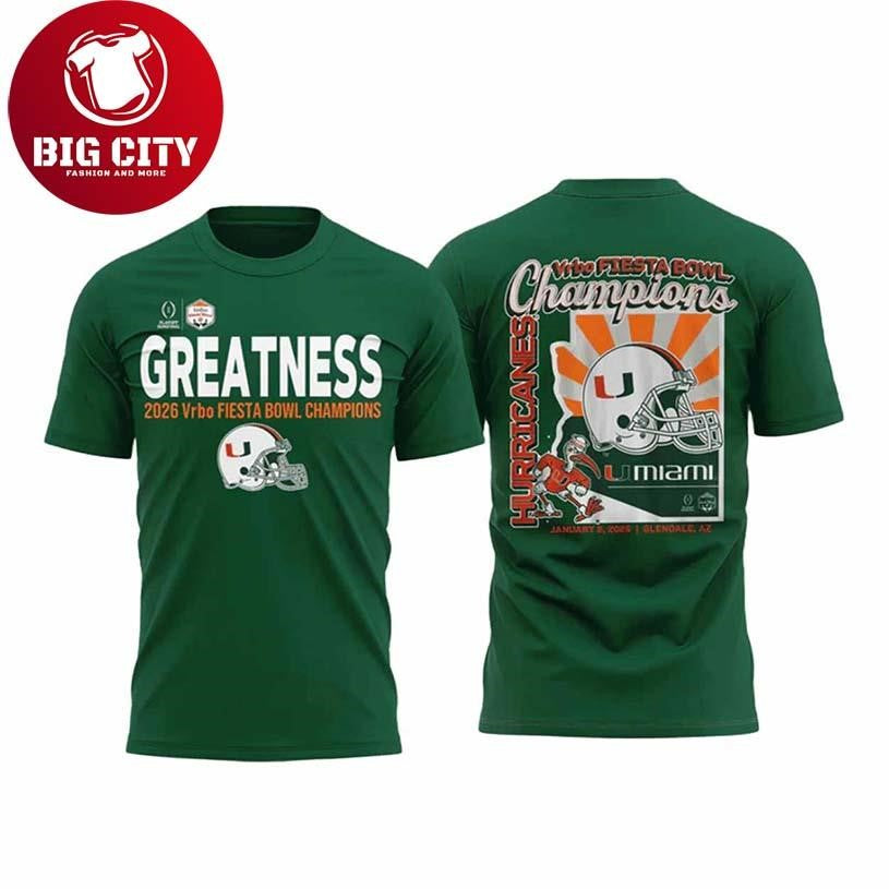 Hurricanes Greatness Playoff Vrbo Fiesta Bowl Champions 2026 Two Sided Shirt
