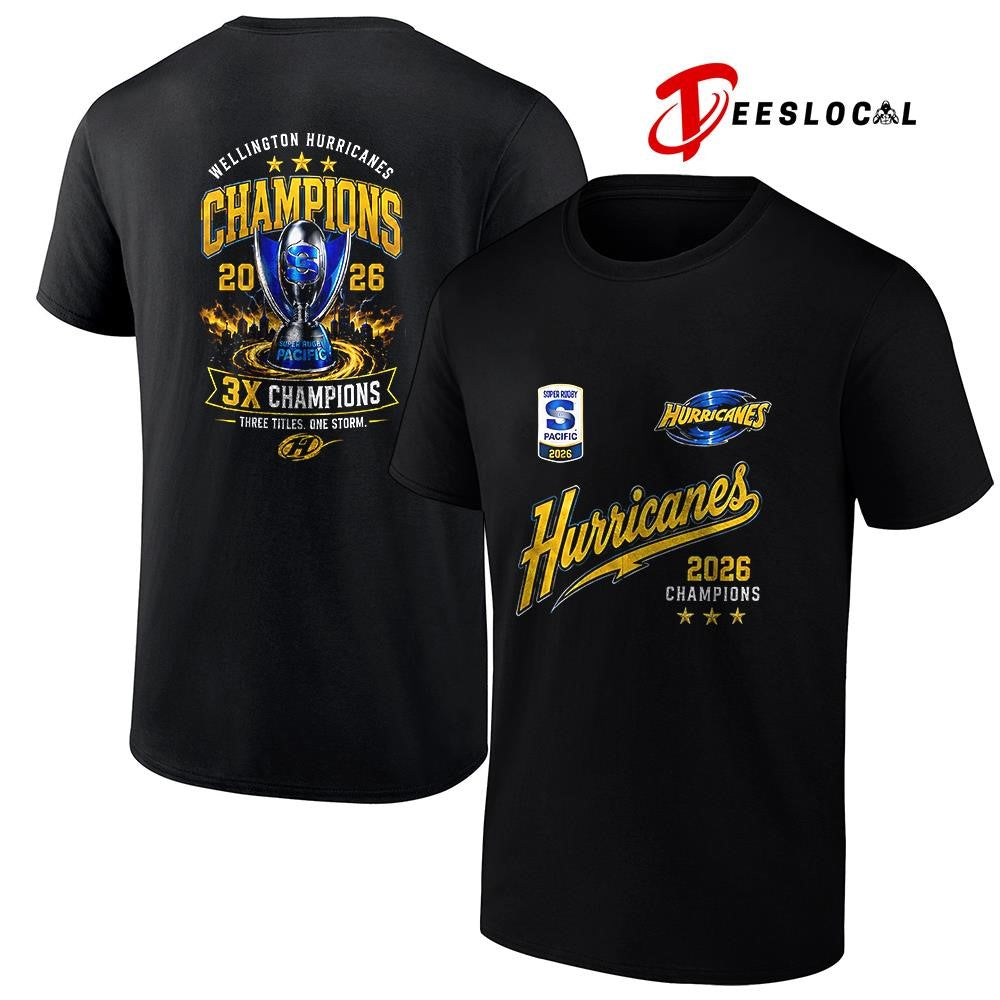 Hurricanes Super Rugby champions three titles one storm graphic shirt
