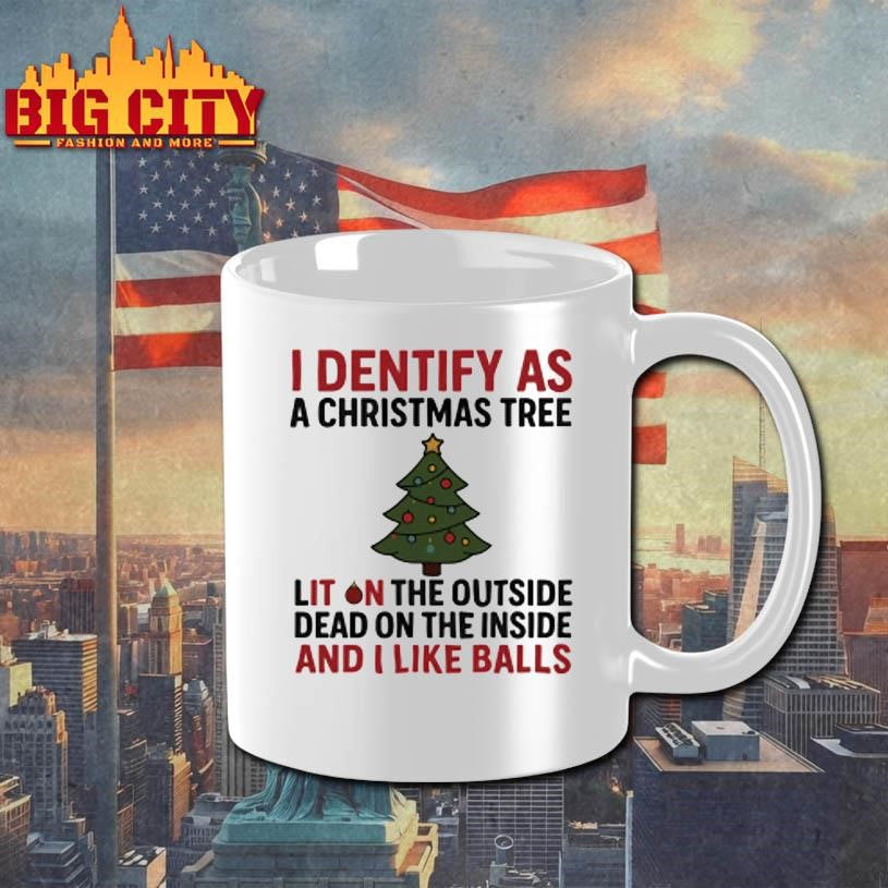 I Identify As A Christmas Tree Lit On The Outside Shirt