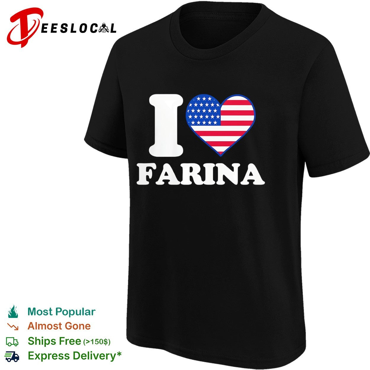 I Love Farina American heart flag graphic shirt