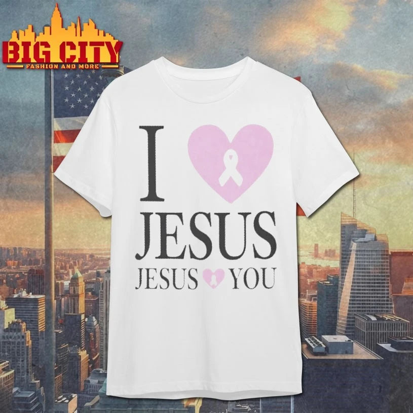 I Love Jesus Jesus Loves You Breast Cancer Awarness shirts