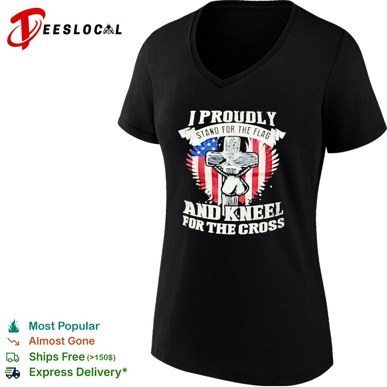 I Proudly stand for the flag and kneel for the cross American flag shirt
