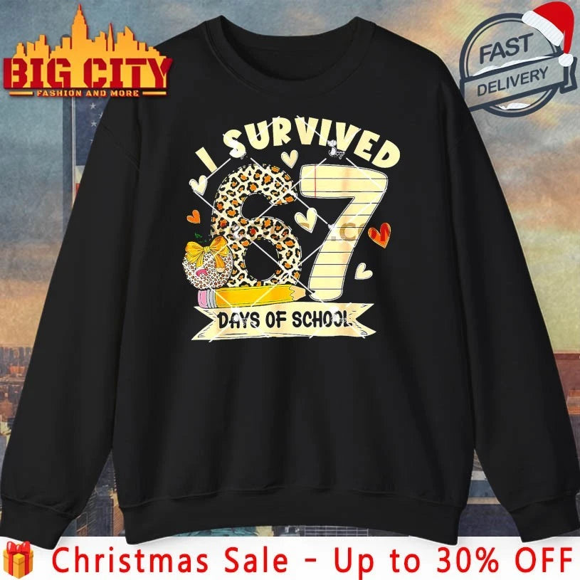 I Survived 67 Days of School Leopard Student shirt