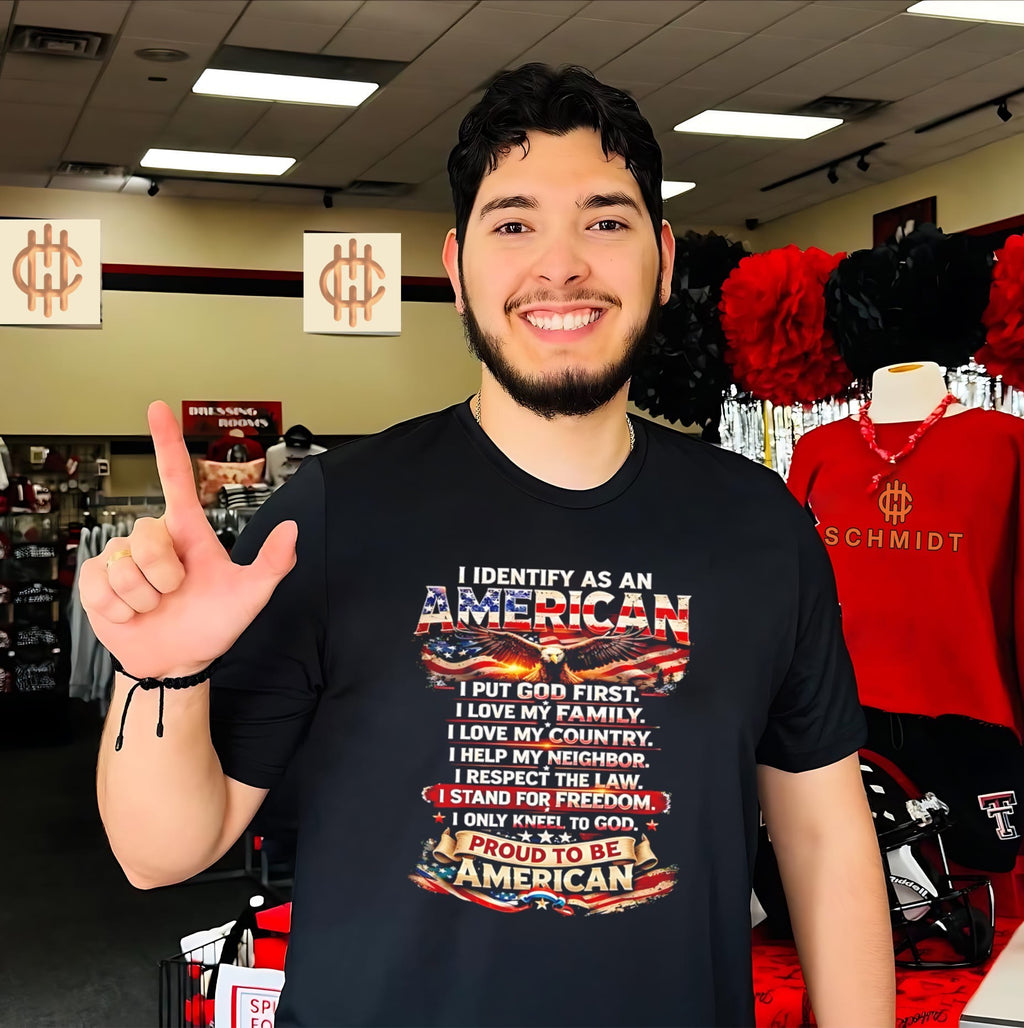 I identify as an American I put God first vintage shirt