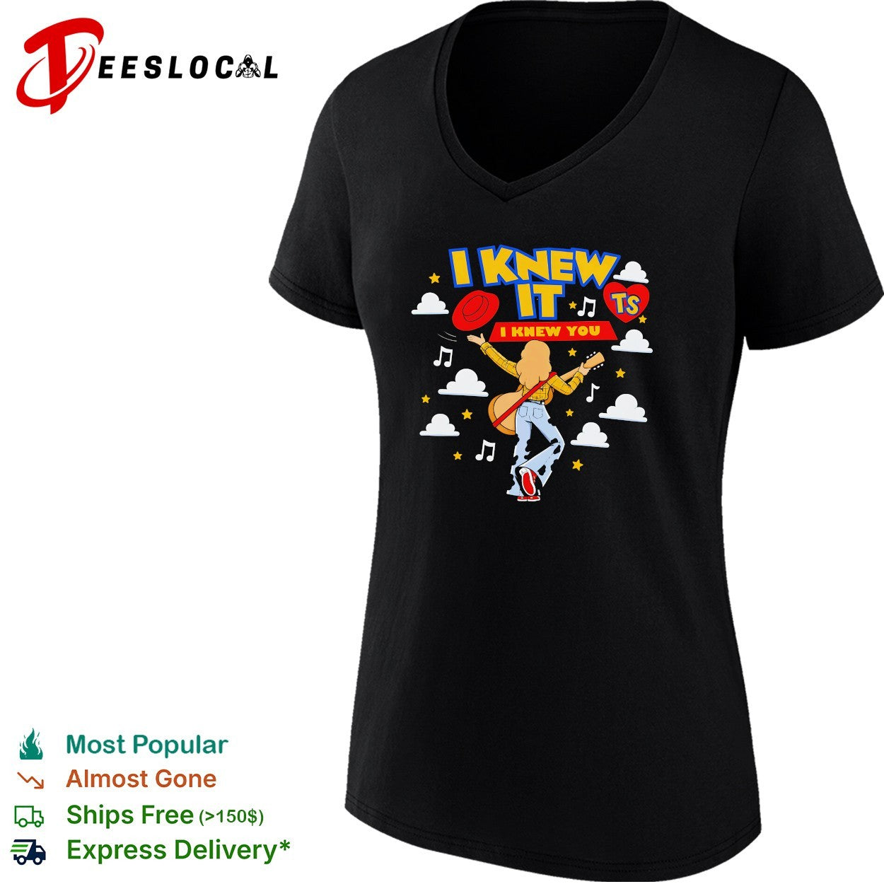 I knew it I knew you TS cowgirl with guitar illustration shirt